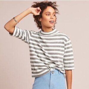 NWT - Anthro t.la Striped Terry Mock-Neck Top